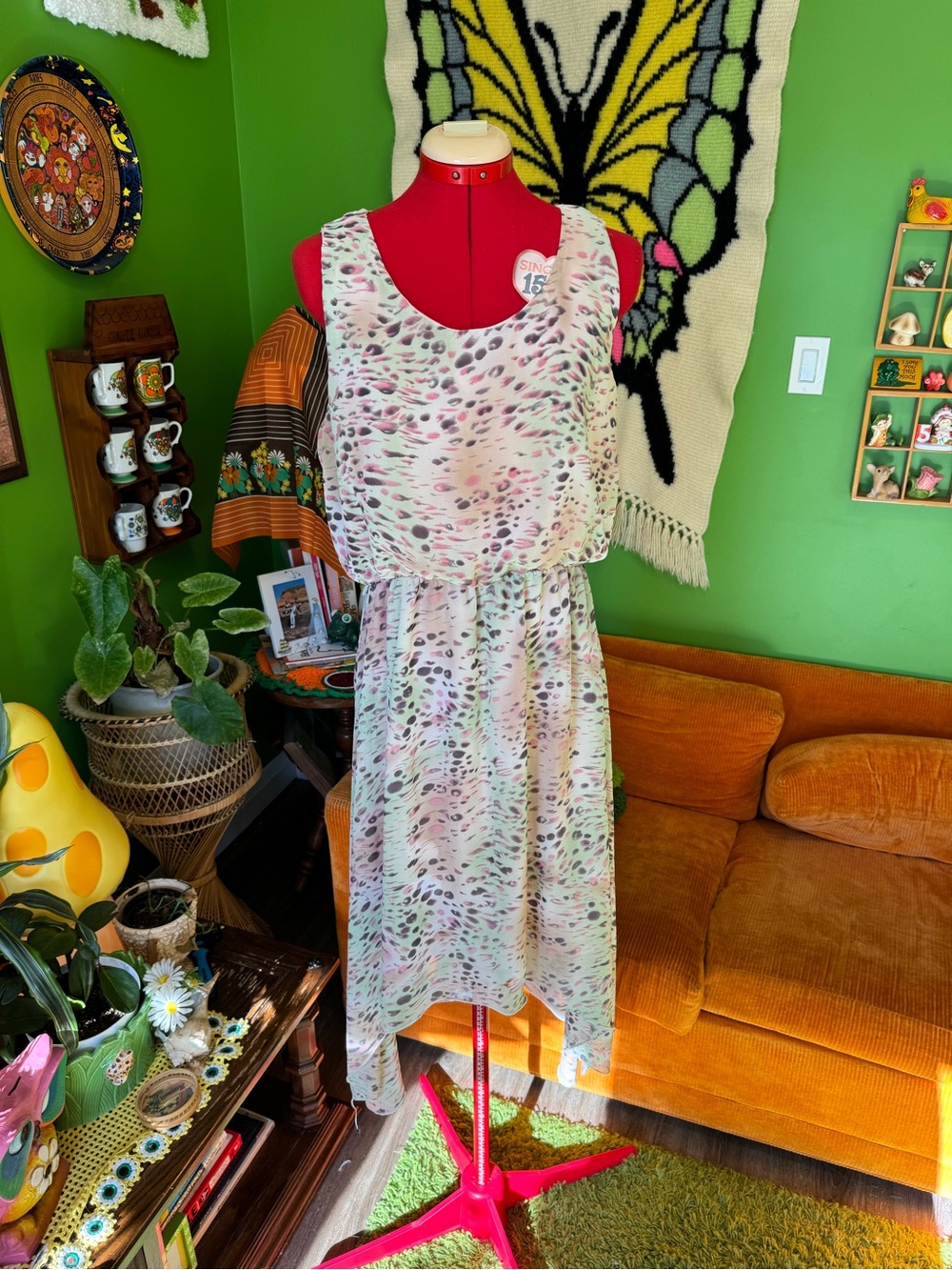 Light Pastel Printed Sleeveless Midi Dress